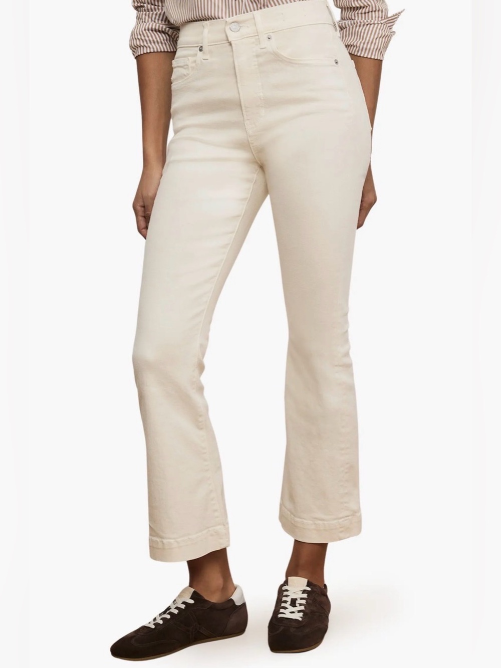 Veronica Beard Cream Cropped Ankle Jeans
